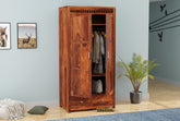 Amer Solid Sheesham Wood Double Door Wardrobe With Two Drawers (Natural Finish)
